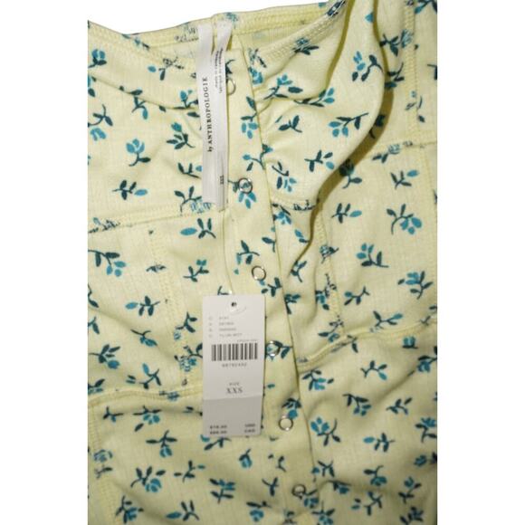 Anthropologie Yellow Blue Floral Button-Front Romper – Size XXS - Picture 2 of 6